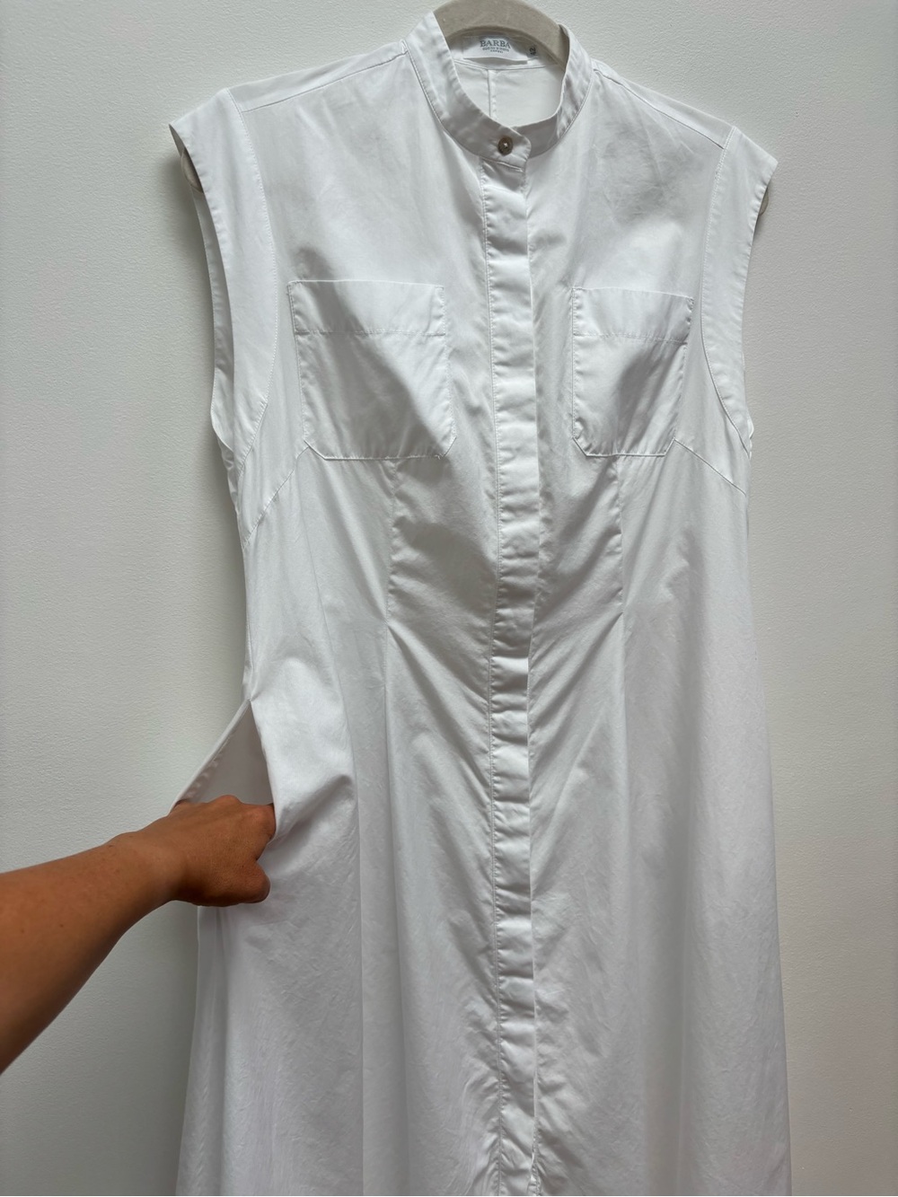Barba Cucito A Mano Napoli White Sleeveless Midi Dress 42 L - Picture 5 of 11